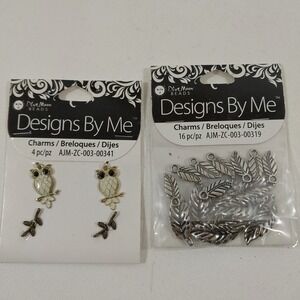 Owl And Feathers Jewelry Charms Blue Moon Beads Crafting